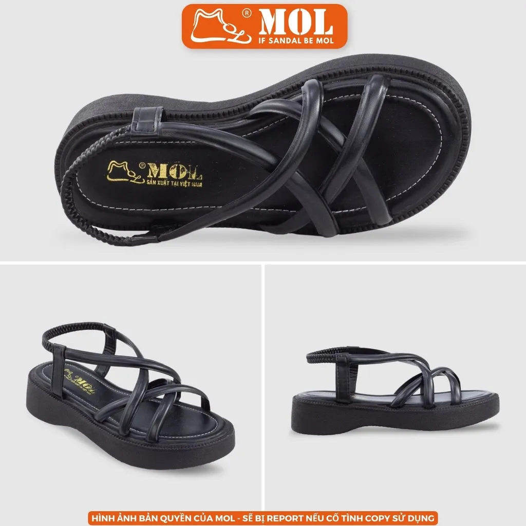 Ảnh Sandal nữ đế bánh mì cao 4cm quai chéo hiệu MOL HM11 3