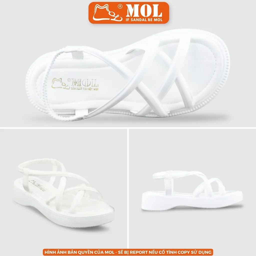 Ảnh Sandal nữ đế bánh mì cao 4cm quai chéo hiệu MOL HM11 4