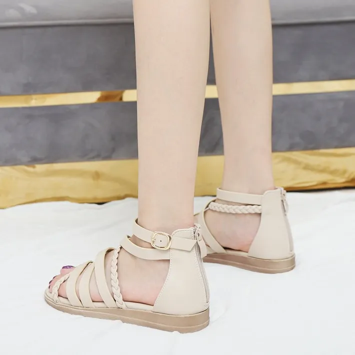 Ảnh Sandal Nữ Đế Bằng Hãng XIANGLV Cổ Cao Khóa Kéo Kiểu Dáng Trẻ Trung Năng Động Phù Hợp Đi Học Đi Làm Đi Chơi 1