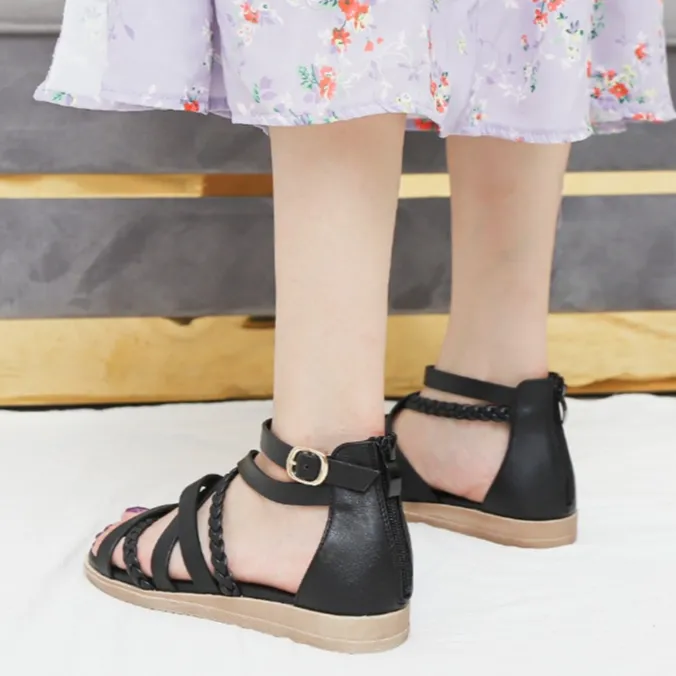 Ảnh Sandal Nữ Đế Bằng Hãng XIANGLV Cổ Cao Khóa Kéo Kiểu Dáng Trẻ Trung Năng Động Phù Hợp Đi Học Đi Làm Đi Chơi 2