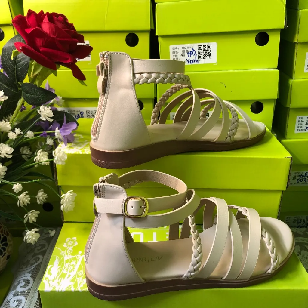 Ảnh Sandal Nữ Đế Bằng Hãng XIANGLV Cổ Cao Khóa Kéo Kiểu Dáng Trẻ Trung Năng Động Phù Hợp Đi Học Đi Làm Đi Chơi 4