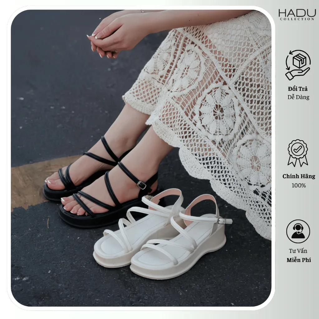 Ảnh Sandal Quai Chéo 5P Đế Bánh Mì LOUISA KATIFA K513D Chất Da PU Cao Cấp Đế PU Êm Mềm Bảo Hành 12T 2