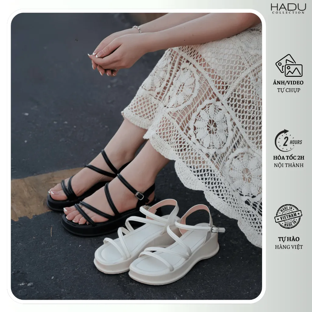 Ảnh Sandal Quai Chéo 5P Đế Bánh Mì LOUISA KATIFA K513D Chất Da PU Cao Cấp Đế PU Êm Mềm Bảo Hành 12T 4