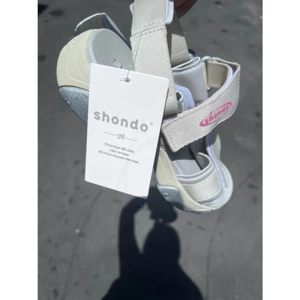 Ảnh Sandal Shondo nữ Girly quai thun màu xám be GIM2520 4