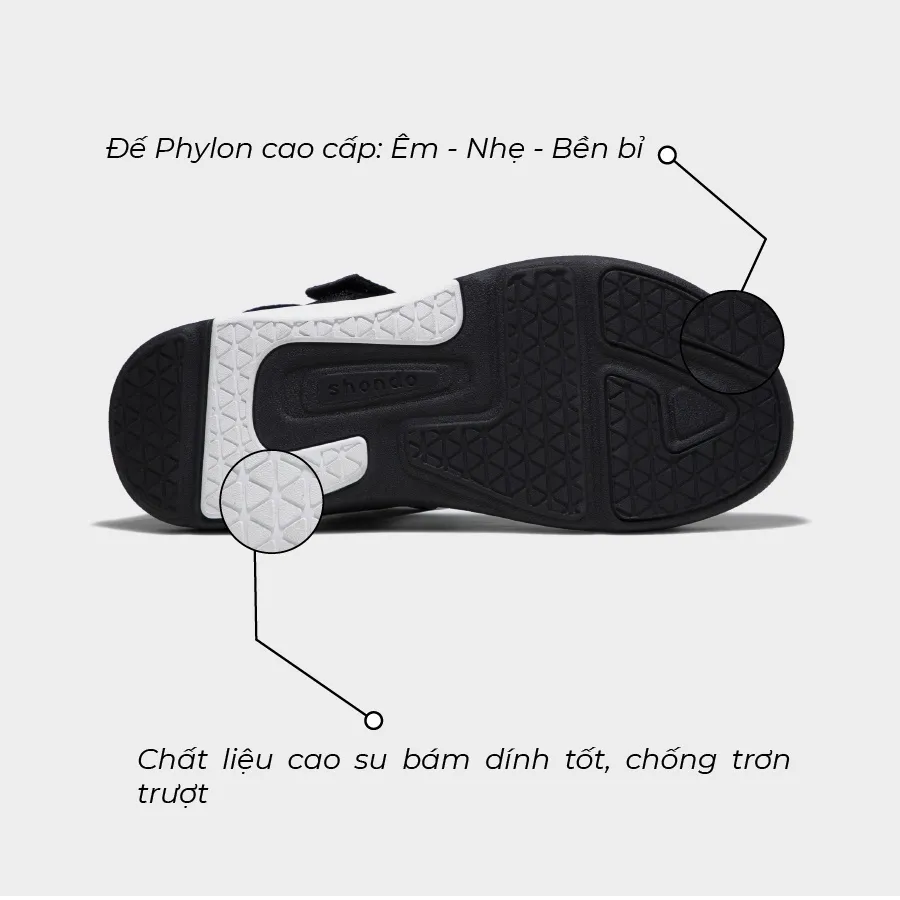 Ảnh Sandals Shondo F7 Racing đế đen phối trắng quai đen F7R1010 3