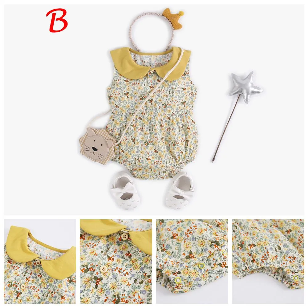 Ảnh Sanlutoz Áo Liền Quần cotton Hoa Mùa Hè Cho Bé Gái 4