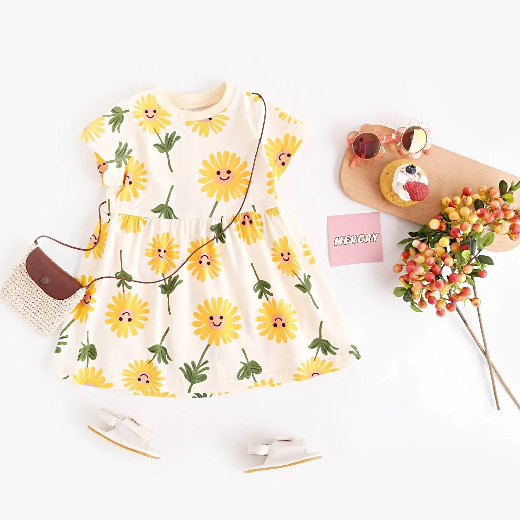 Váy Hoa Sanlutoz Bé Gái Dễ Thương Đi Biển Mùa Hè - 100% Cotton, Giá Chỉ 116K!