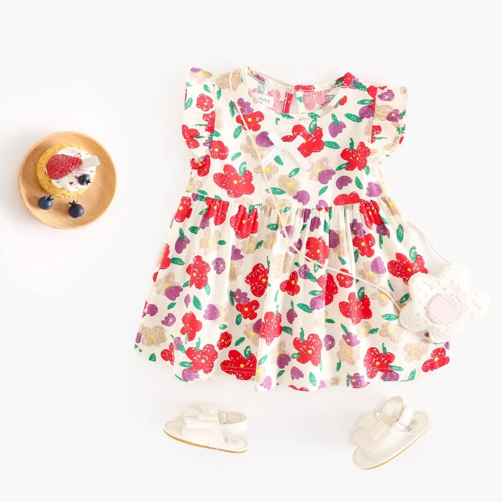 Ảnh Sanlutoz Hoa Mùa Hè Bé Gái Đầm Dự Tiệc Trẻ Em Đầm Cotton Thường Ngày 2