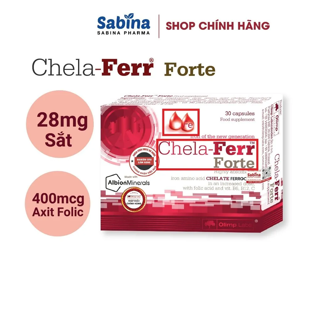Ảnh Sắt Chela Ferr®  Forte -Thực phẩm bảo vệ sức khoẻ chứa sắt Ferrochel dạng Chelate cho bà bầu và sau sinh11,4g-Olimp Labs 1