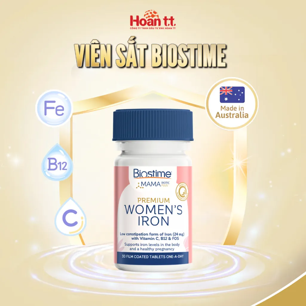 Ảnh Sắt Cho Bà Bầu Hỗ Trợ Sức Khỏe Biostime - Viên Uống Bổ Sung Sắt Hữu Cơ - Sắt Cho Người Thiếu Máu 1