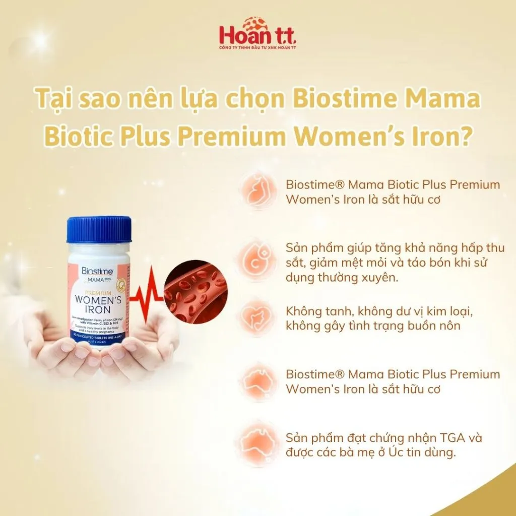 Ảnh Sắt Cho Bà Bầu Hỗ Trợ Sức Khỏe Biostime - Viên Uống Bổ Sung Sắt Hữu Cơ - Sắt Cho Người Thiếu Máu 2