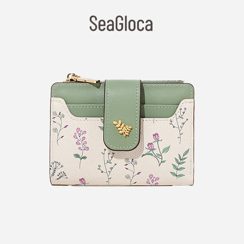 Ảnh Seagloca Thời Trang Mới Niche Đơn Giản Cổ Điển In Hoa Tươi Dây Kéo Gấp Đôi Ví Ngắn Cho Nữ 1