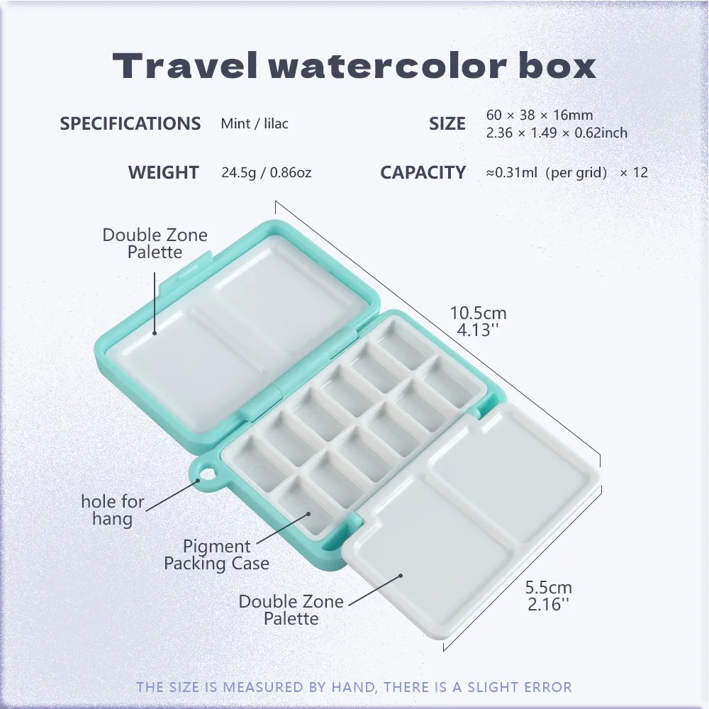 Ảnh Seamiart 1 Mini Di Động Du Lịch Nhựa Hộp Tranh Cho Sơn Màu Nước Đóng Gói 2 Màu Tùy Chọn 2