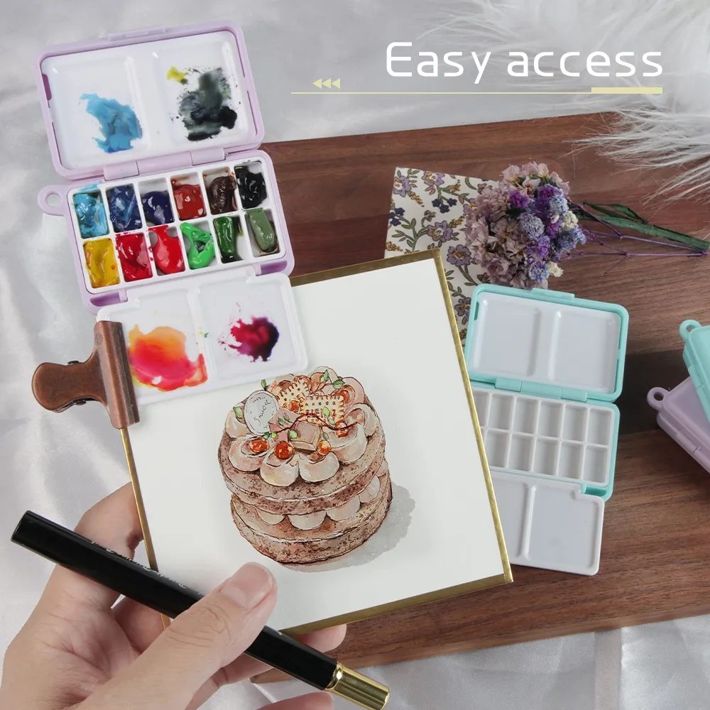 Ảnh Seamiart 1 Mini Di Động Du Lịch Nhựa Hộp Tranh Cho Sơn Màu Nước Đóng Gói 2 Màu Tùy Chọn 4