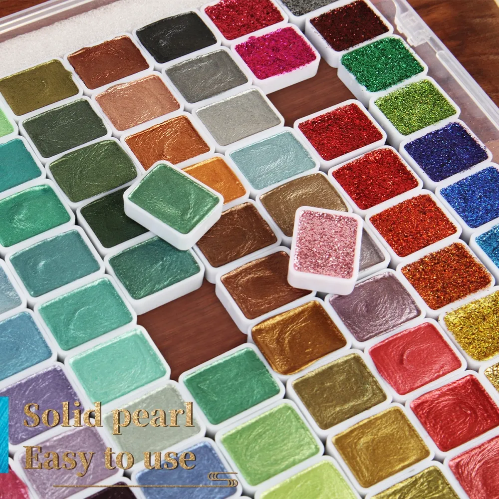 Ảnh Seamiart 20 / 24 / 36 / 48 / 60 / 120 Màu Ngọc Trai Kim Loại Shimmer Chắc Chắn Màu Nước Bộ Vẽ Tranh Móng Tay Nghệ Thuật 3