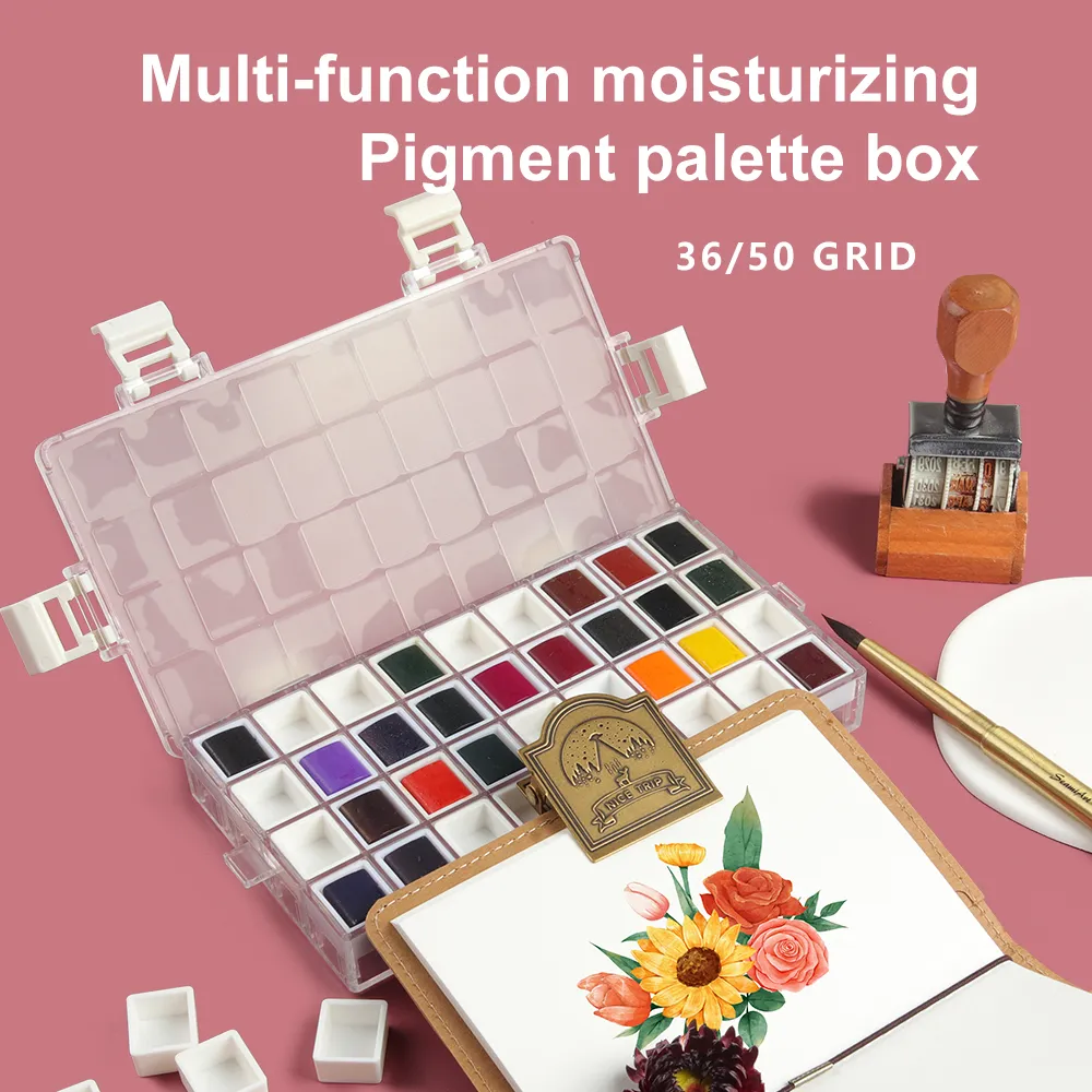 Ảnh Seamiart Hộp 36 / 50 Ngăn Đựng Sơn Dưỡng Ẩm Với Một Nửa Chảo 1