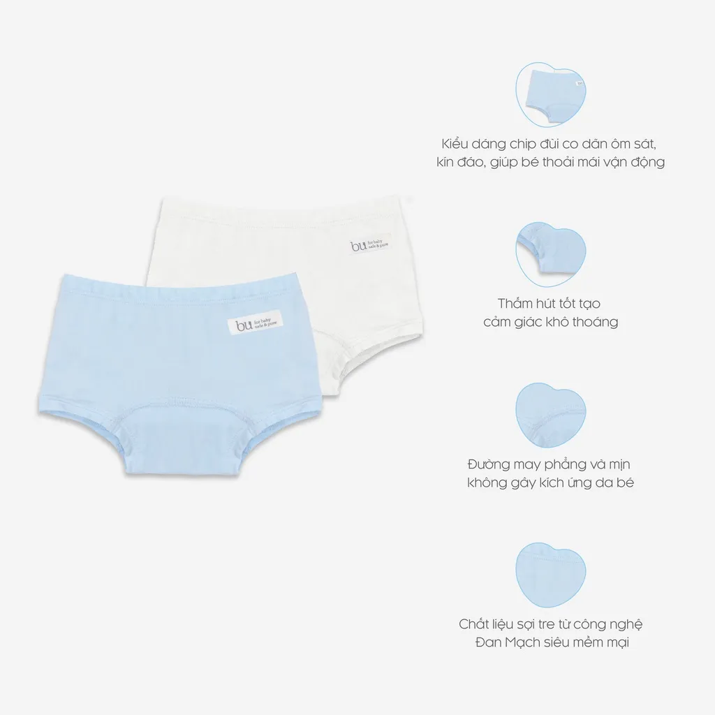 Ảnh Set 02 Quần Chip Đùi bé gái vải Sợi Tre Đan Mạch Bambus mềm nhẹ, kháng khuẩn tự nhiên BU Baby BBB430000 4