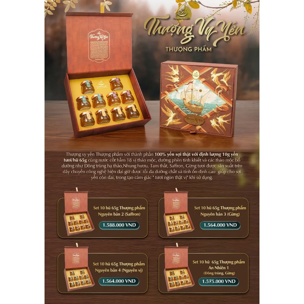 Ảnh Set 10 Hũ Yến Sào Chưng Công Nghệ Cao Thượng Phẩm CiCi Thượng Đỉnh Yến 65g Yến Tươi Nguyễn Chất Yến Sào Khánh Hòa Yến 2
