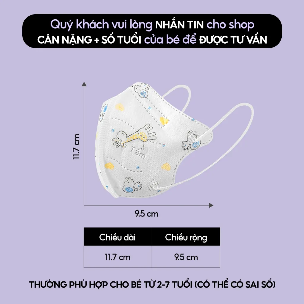 Ảnh Set 100 cái - Khẩu trang y tế kháng khuẩn 6D cho bé Chính Hãng AN TÂM 2
