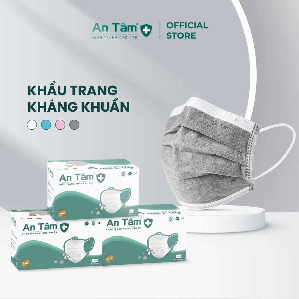 Ảnh Set 150 cái khẩu trang y tế 4 lớp Giấy kháng khuẩn Chính Hãng AN TÂM 1