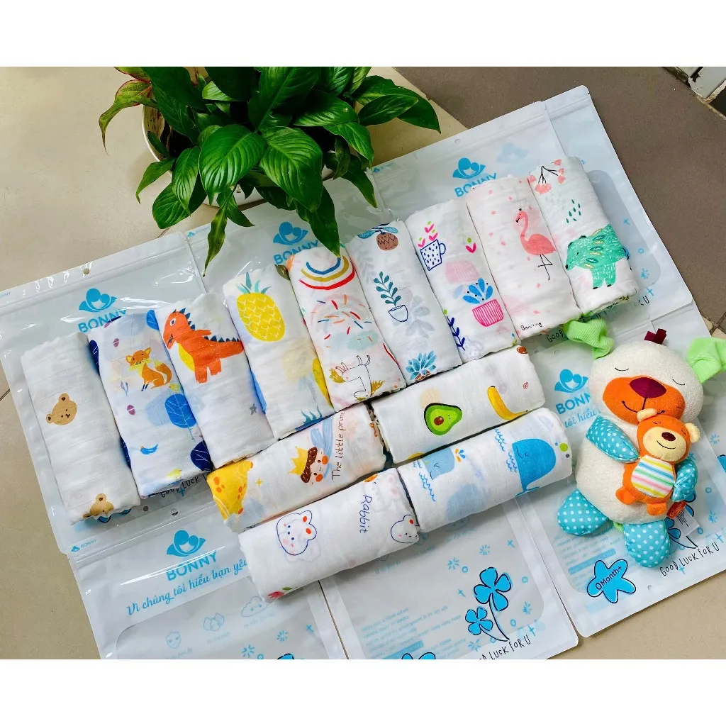 Ảnh Set 2 Khăn Tắm BONNY 2 Lớp Sợi Tre Mềm Mịn, Thấm Hút Rất Tốt, Dễ Giặt, Mau Khô (KT: 1m1x1m2) 2