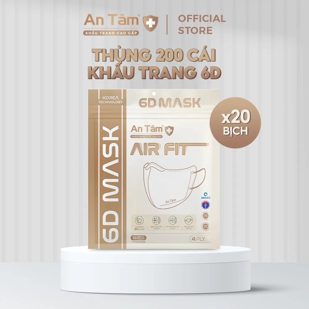 Ảnh Set 200 cái - Khẩu trang y tế kháng khuẩn 6D chính hãng An Tâm ôm sát khuôn mặt, chống nắng toàn diện 1