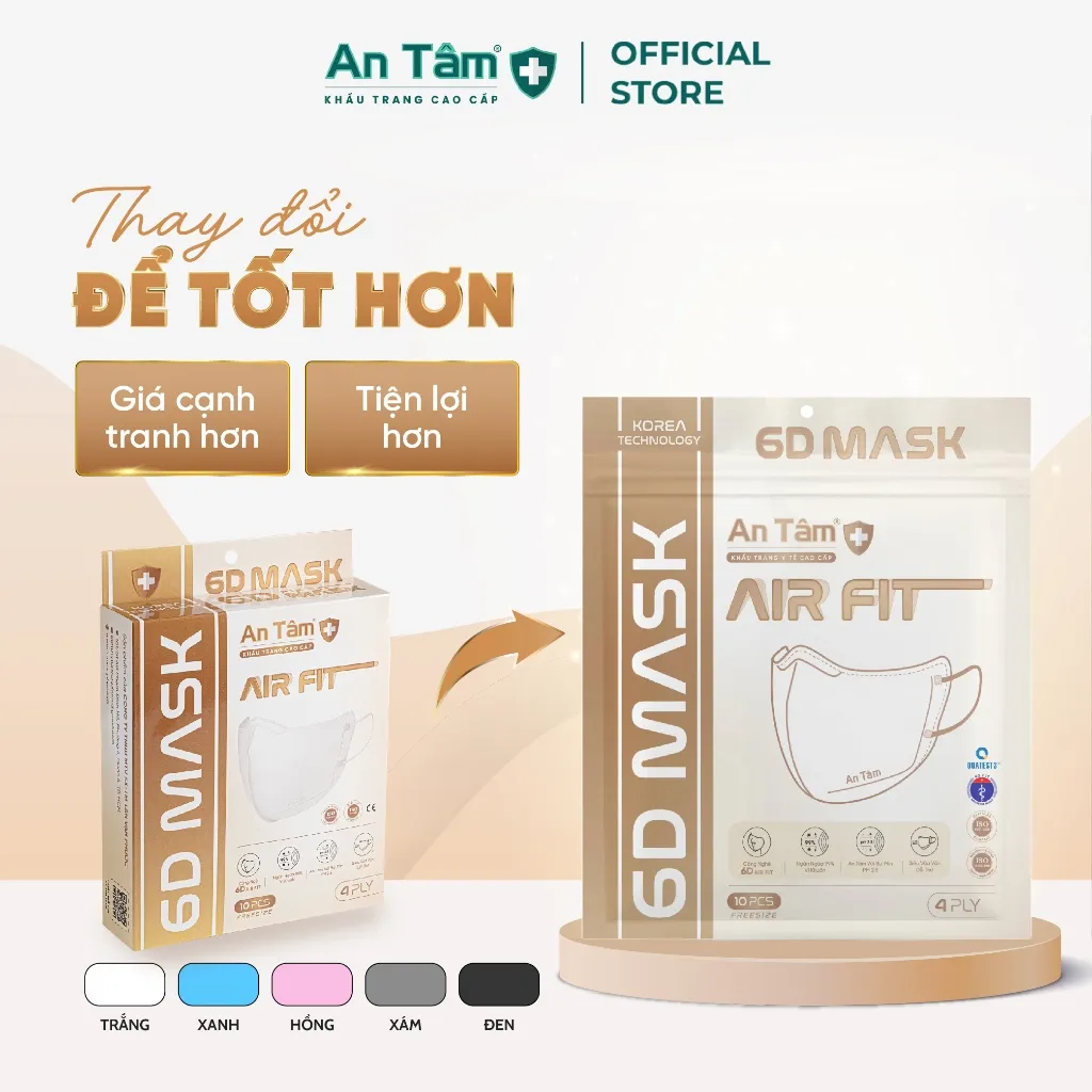 Ảnh Set 200 cái - Khẩu trang y tế kháng khuẩn 6D chính hãng An Tâm ôm sát khuôn mặt, chống nắng toàn diện 2