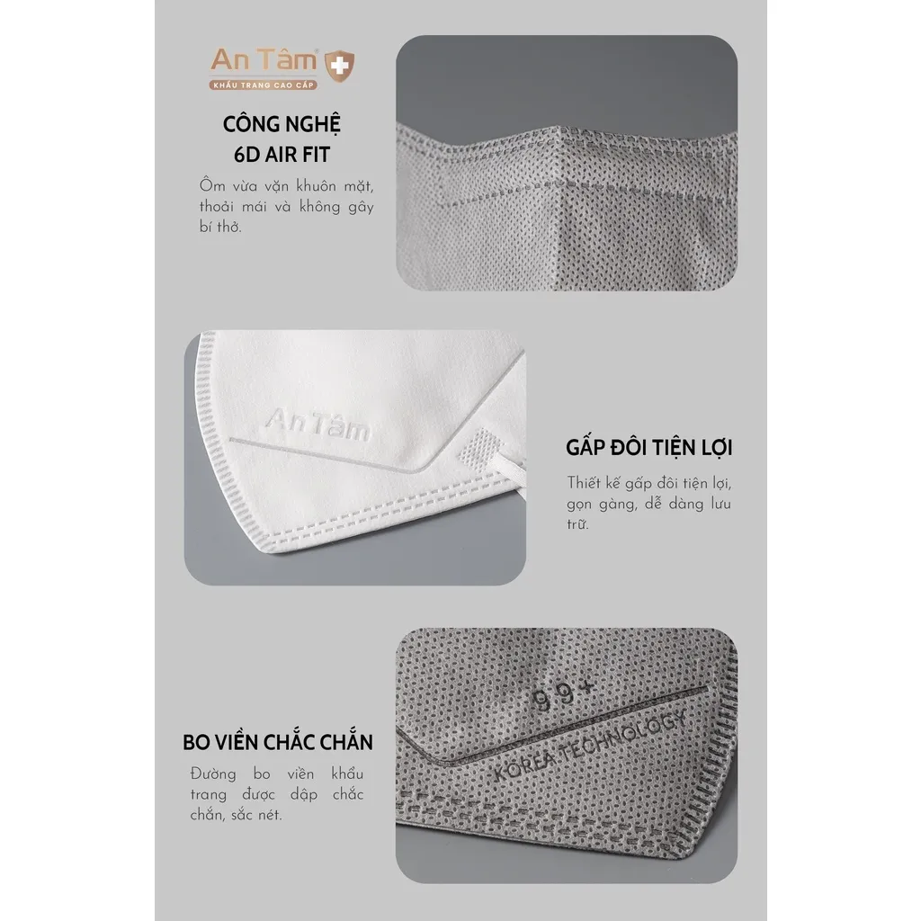 Ảnh Set 200 cái - Khẩu trang y tế kháng khuẩn 6D chính hãng An Tâm ôm sát khuôn mặt, chống nắng toàn diện 4