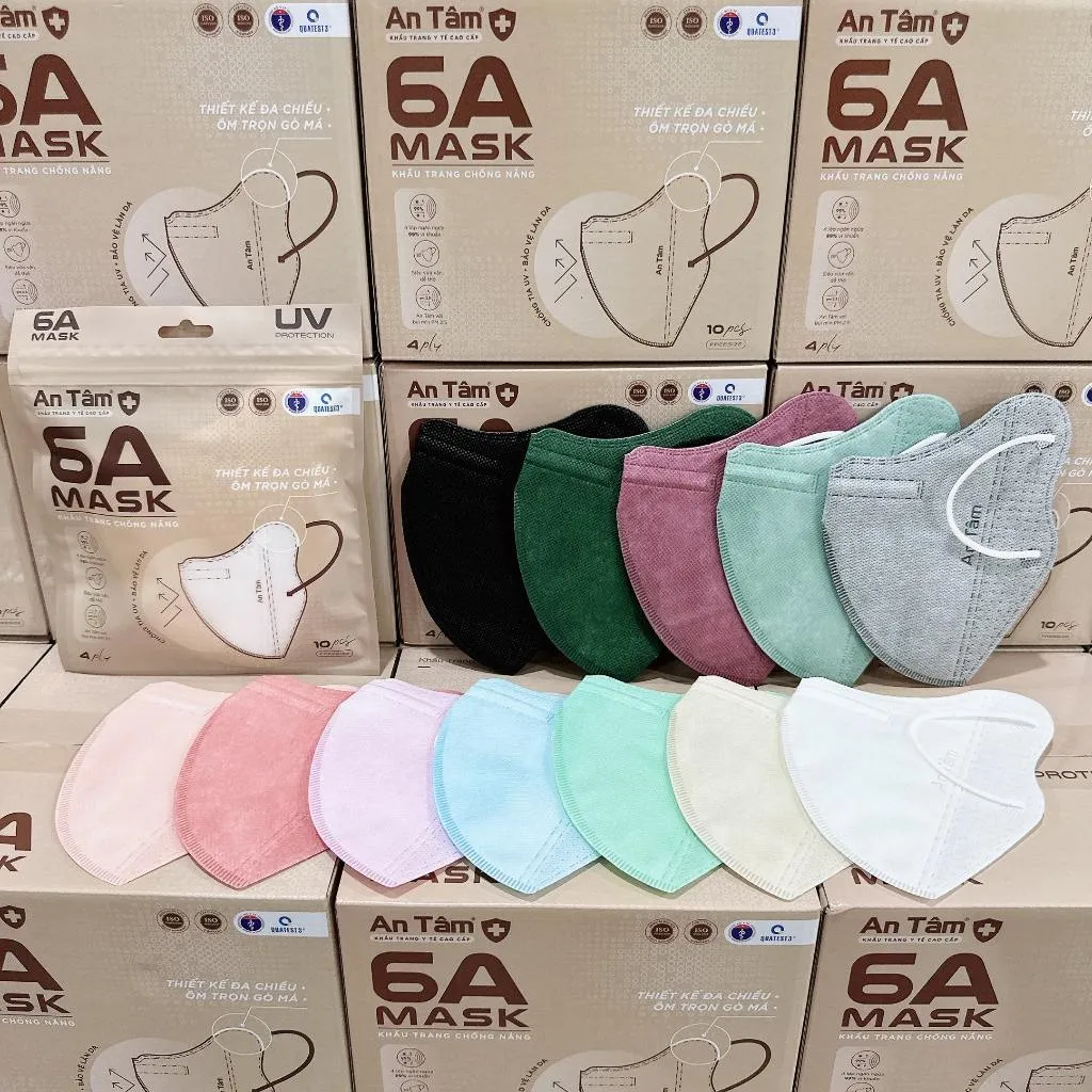 Ảnh Set 200 cái Khẩu trang y tế kháng khuẩn 6A chính hãng An Tâm chống nắng toàn diện, bảo vệ làn da 1