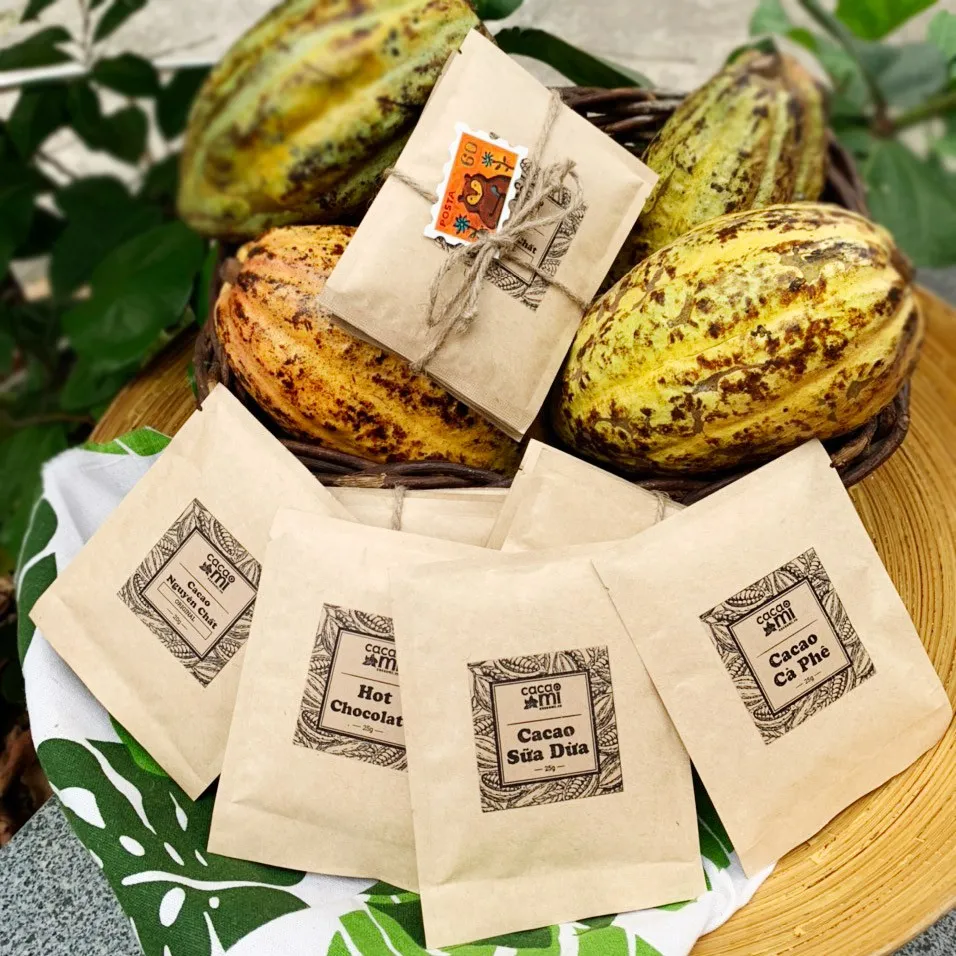 Ảnh Set 4 gói dùng thử thức uống socola mix vị cafe, sữa dừa, chocolate, nguyên chất thơm ngon CACAOMI 2