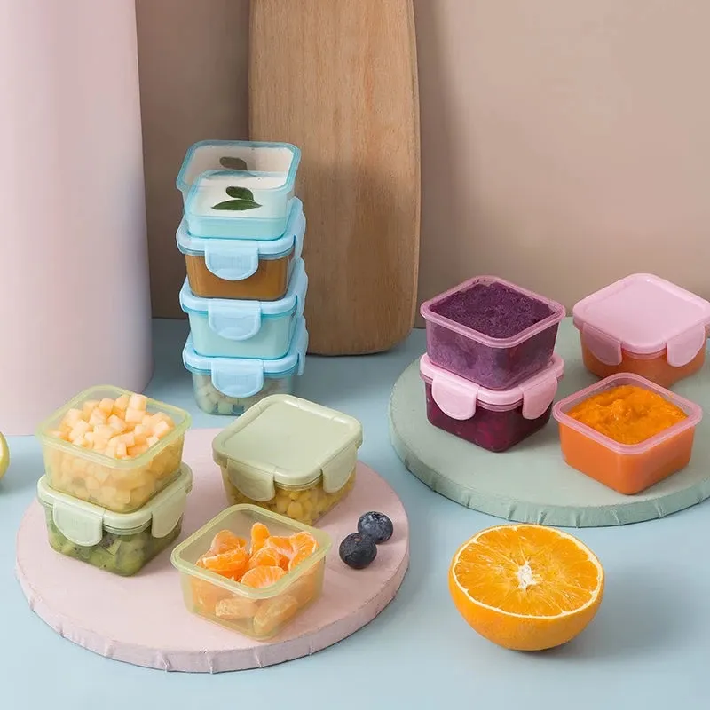Ảnh Set 4 Hộp trữ đông,khay trữ đông bằng nhựa Có nắp khoá 4 chiều,Bảo quản đồ ăn dặm cho bé chống rò rỉ 1