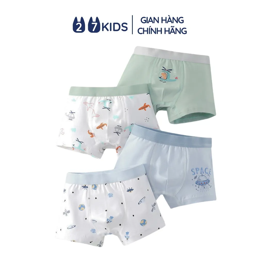 Ảnh Set 4 quần lót bé trai 27kids chip nam boxer vải khử khuẩn công nghệ mới họa tiết dễ thương BSUW3 1