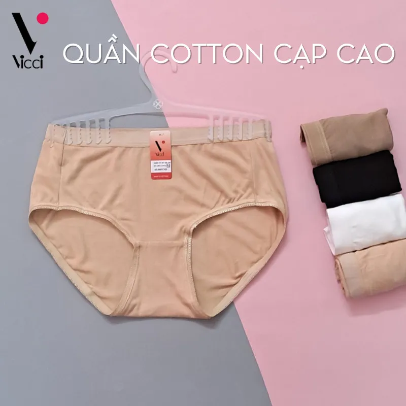 Ảnh Set 4 quần lót nữ Vicci cotton cao cấp lưng cao gen nhẹ 105 mềm mại, êm ái, kháng khuẩn khử mùi 3