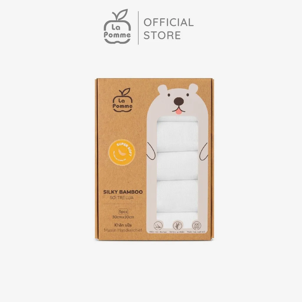 Ảnh Set 5 Khăn sữa sợi tre lụa La Pomme (30x30) 2