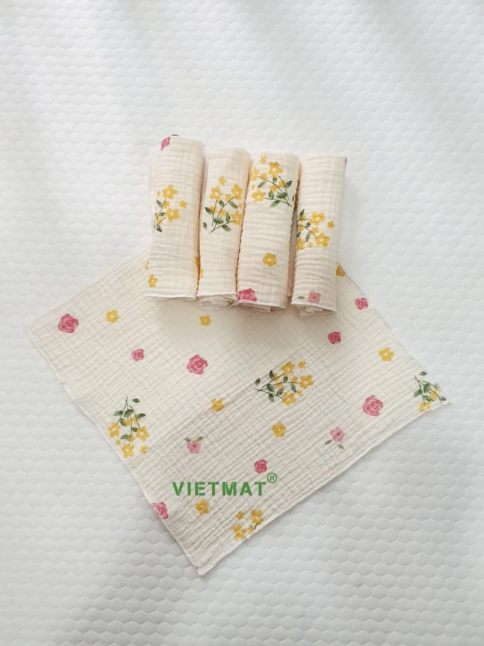 Ảnh Set 5 khăn sữa trẻ em TILO vải muslin 100% cotton mềm mịn, thoáng mát và hút nước mạnh 1