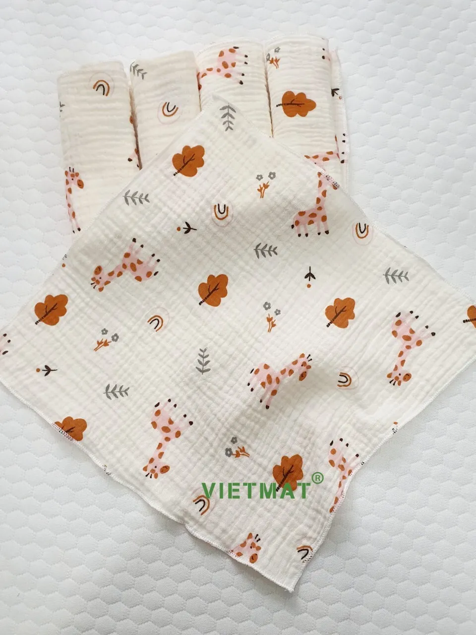 Ảnh Set 5 khăn sữa trẻ em TILO vải muslin 100% cotton mềm mịn, thoáng mát và hút nước mạnh 4