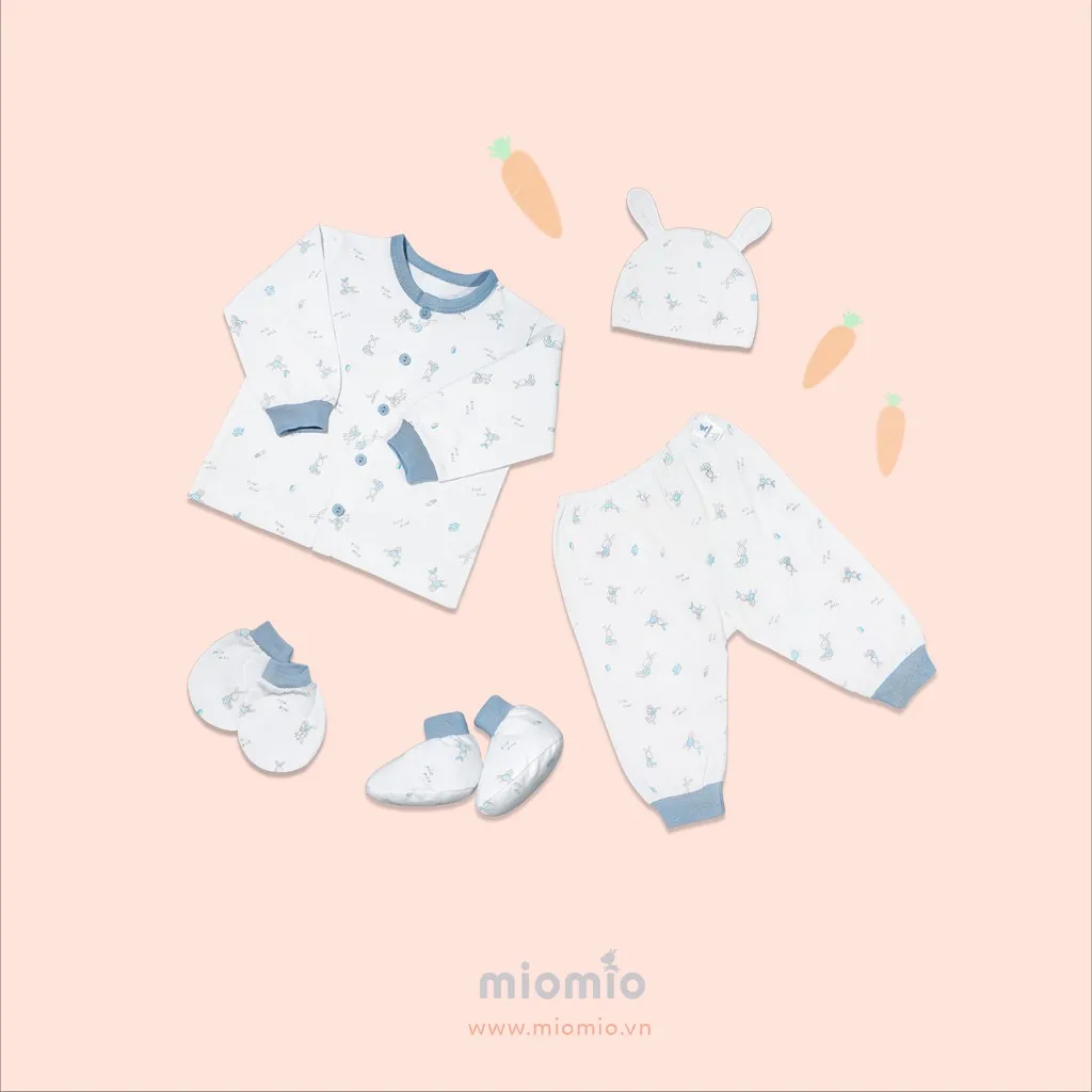 Ảnh Set 5 Món Đồ Dài Sơ Sinh MIOMIO - Cho Bé Trai, Bé Gái (Từ 0-3M), Vải Cotton 1