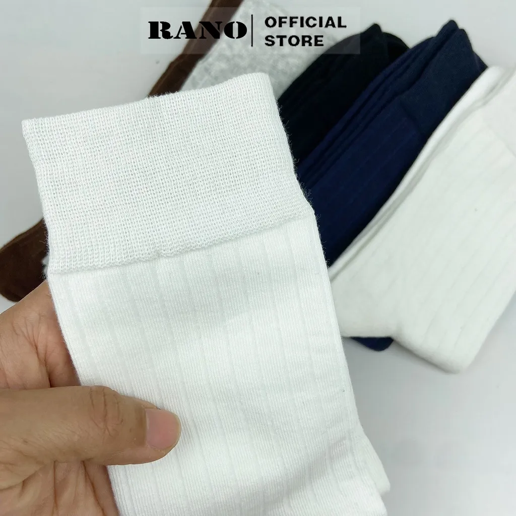 Ảnh Set 5 đôi tất vớ nam công sở giày tây gân trơn RANO cotton cao cấp nhiều màu trắng xám nâu xanh đen GAN_TRON 3