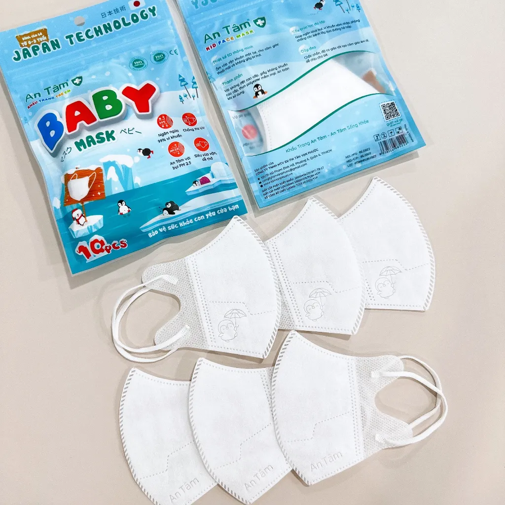 Ảnh Set 50 cái khẩu trang Baby Mask Bé sơ sinh cho bé từ 0 - 3 tuổi kháng khuẩn Chính Hãng AN TÂM 2
