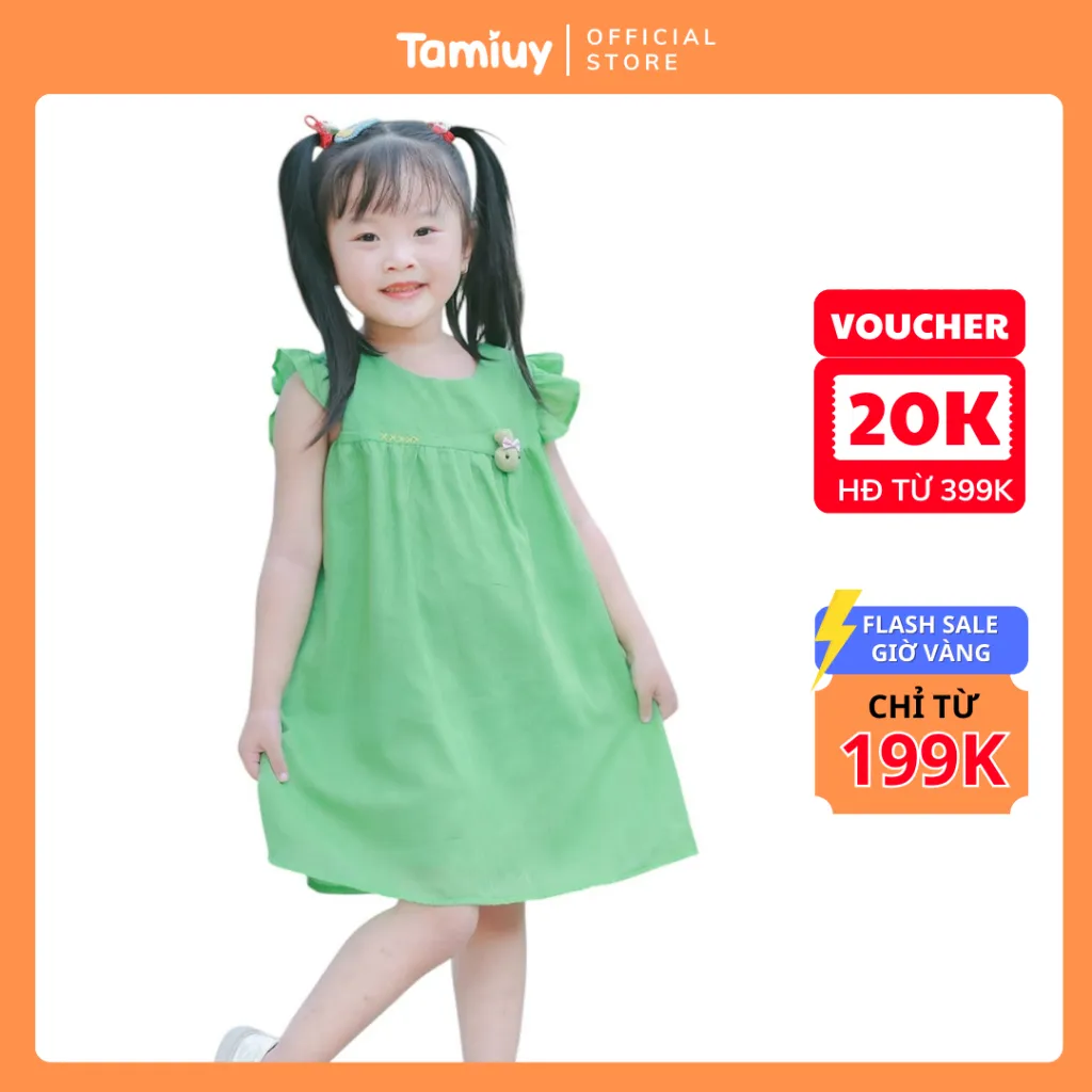 Ảnh Set Đầm Bé Gái Tamiuy  Đính Thú, Phối Quần Đùi Phồng Phong Cách Hè (1-10T) 1