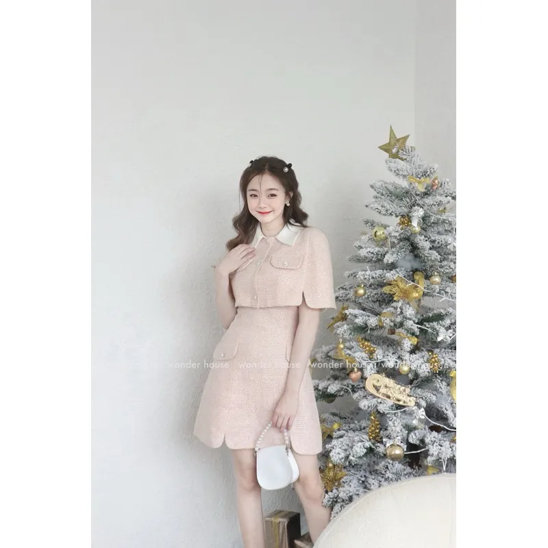 Ảnh Set đầm Wonderhouse Winter Set chất vải Dạ Tweed kim sa dày dặn dáng ngắn dự tiệc, dạo phố sang chảnh 1