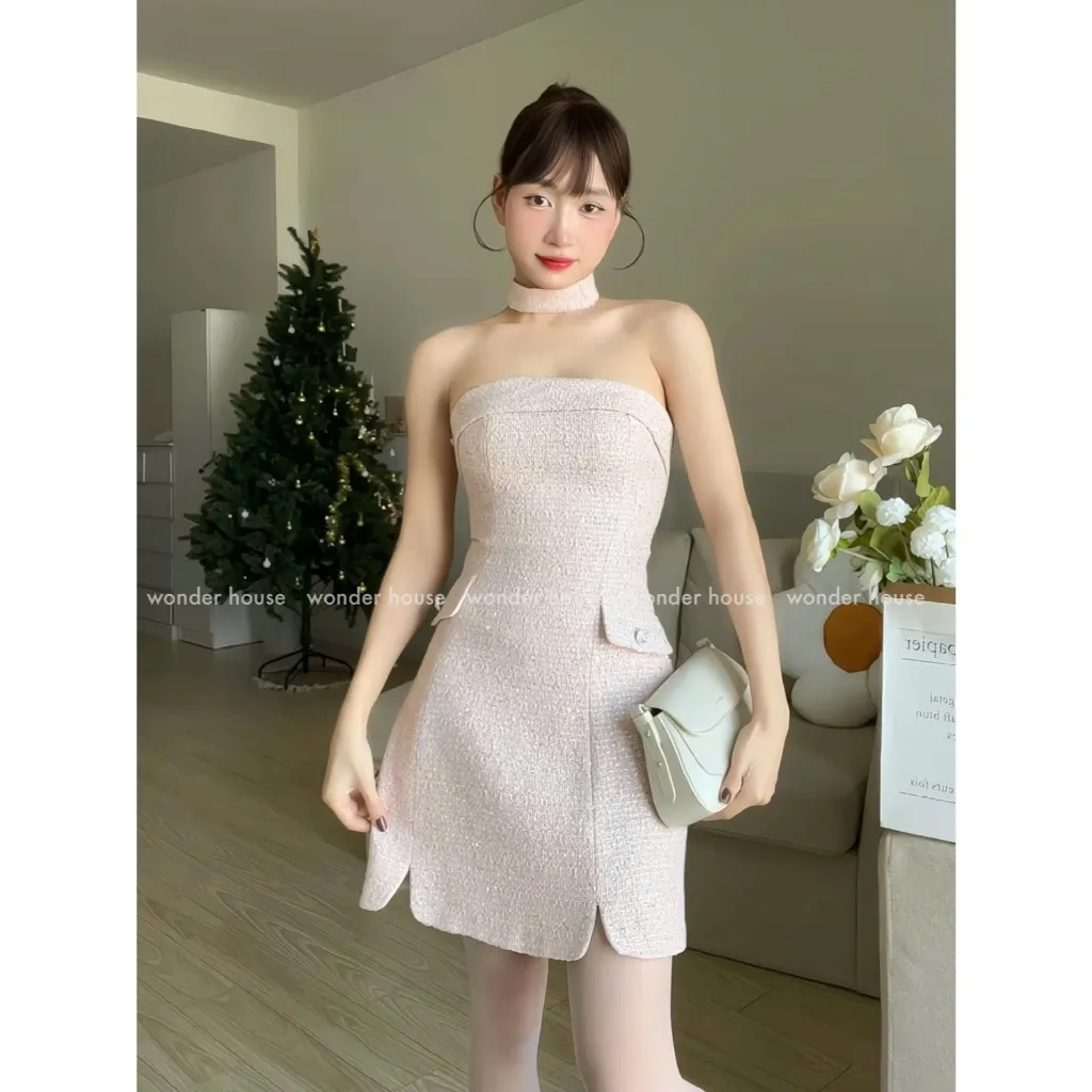 Ảnh Set đầm Wonderhouse Winter Set chất vải Dạ Tweed kim sa dày dặn dáng ngắn dự tiệc, dạo phố sang chảnh 2