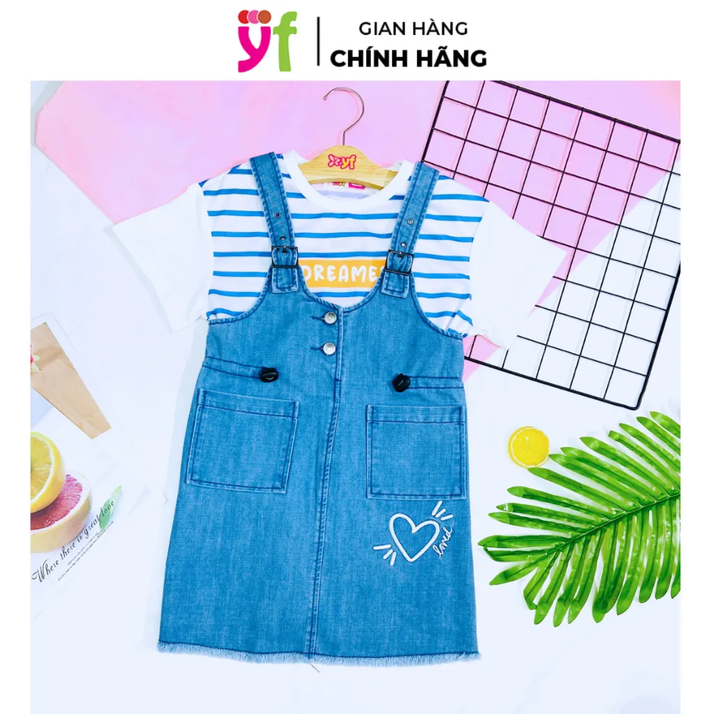Ảnh Set đầm yếm gồm áo và yếm jean - YDX033-3 4