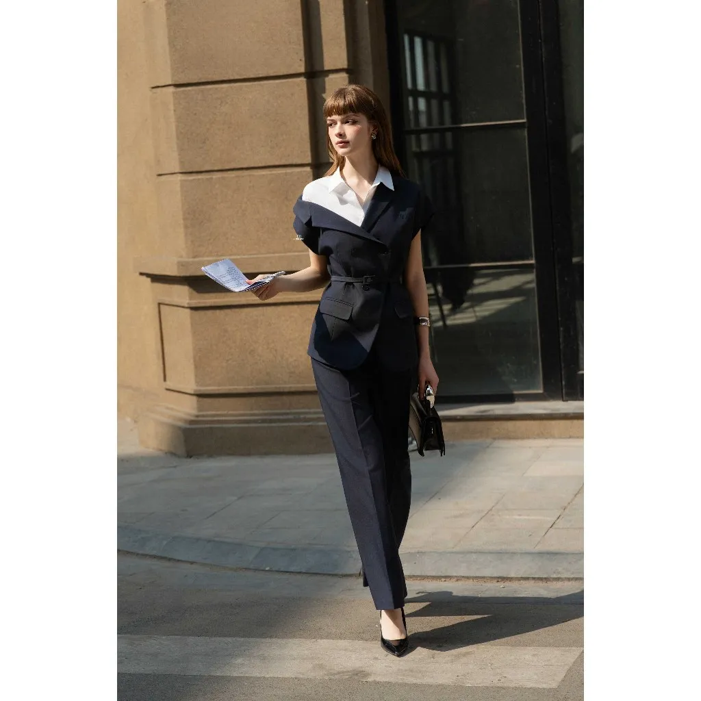 Ảnh Set Áo Blazer tay chồm 5B02.2502K, Quần ống suông thêu túi cơi 3P02.2502K, set đồ công sở thanh lịch trẻ trung thiết kế 3