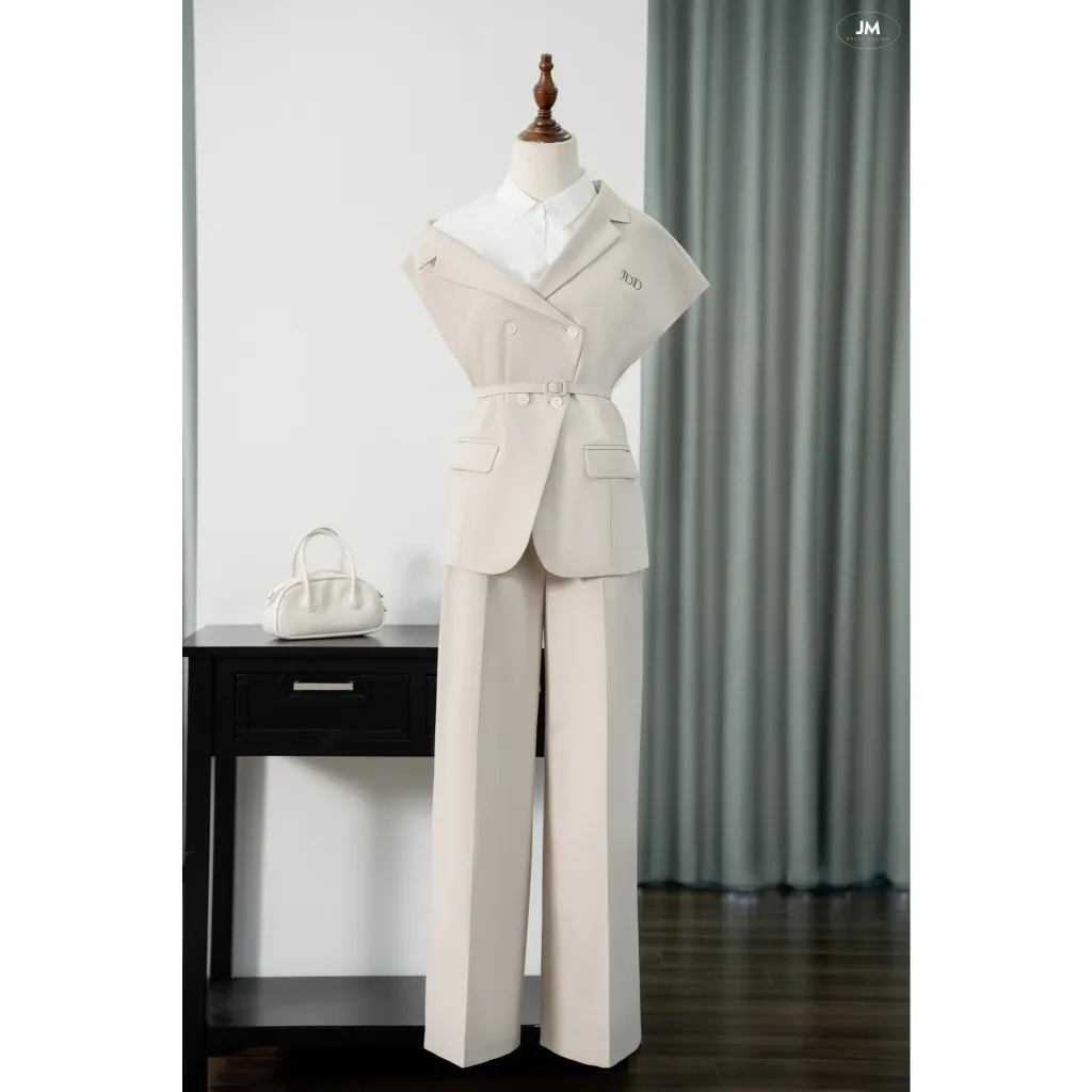 Ảnh Set Áo Blazer tay chồm 5B02.2502K, Quần ống suông thêu túi cơi 3P02.2502K, set đồ công sở thanh lịch trẻ trung thiết kế 4