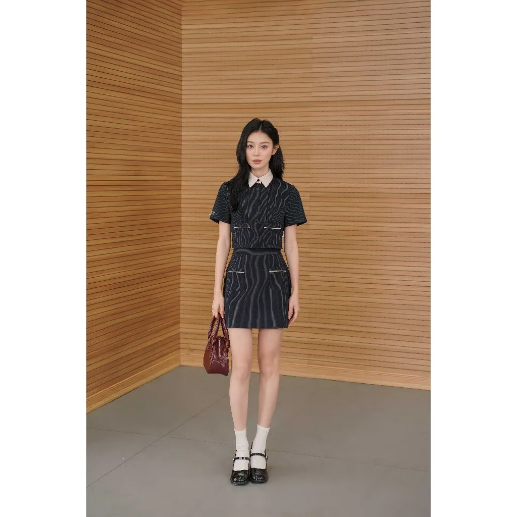 Ảnh Set Áo cổ đức dâng croptop 2 túi ốp 2T09.2503K, Chân váy chữ A 2 túi ốp 4S11.2503K, bộ đồ công sở tiểu thư thanh lịch JM 2