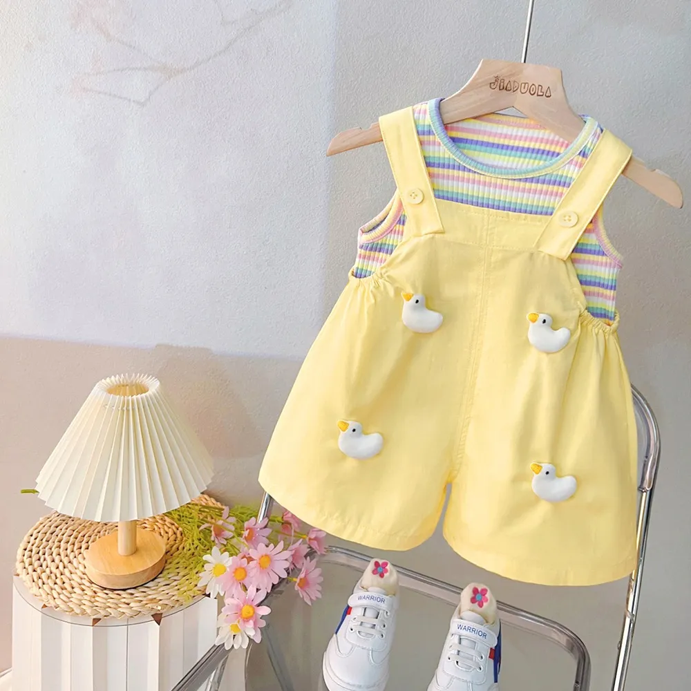 Ảnh Set Áo Sát Nách Nhiều Màu Yếm Quần Cho Bé Gái 1-6 Tuổi MINTSCLOSET Quảng Châu - YE5186 2