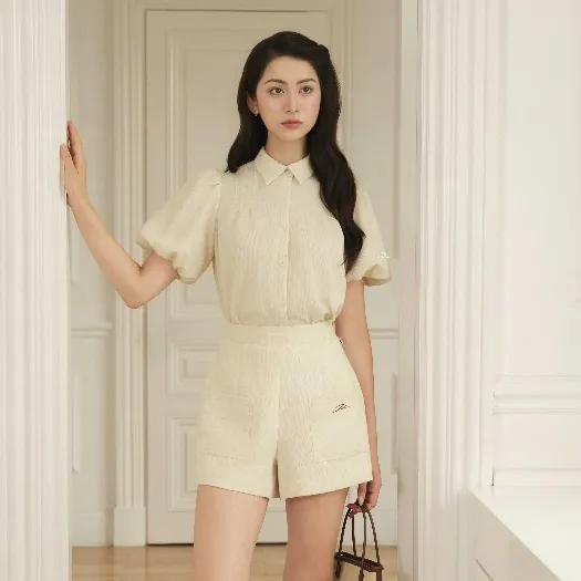Set Áo Tay Bồng Quần Short JM - Phong Cách Thanh Lịch Dạo Phố