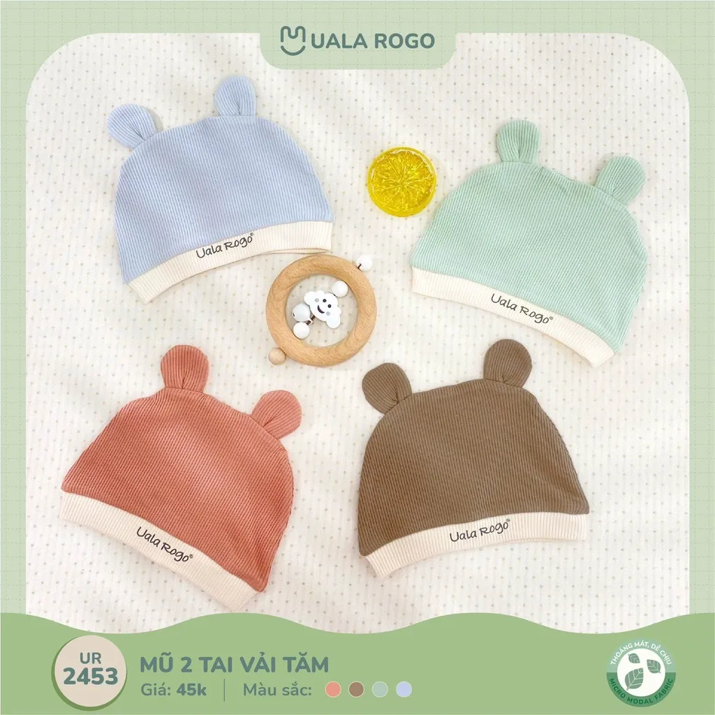 Ảnh Set bao chân tay mũ cho bé sơ sinh Ualarogo vải Sợi tre Bamboo mềm mịn co giãn 2453 2454 2