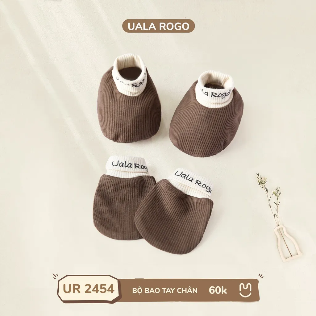 Ảnh Set bao chân tay mũ cho bé sơ sinh Ualarogo vải Sợi tre Bamboo mềm mịn co giãn 2453 2454 4
